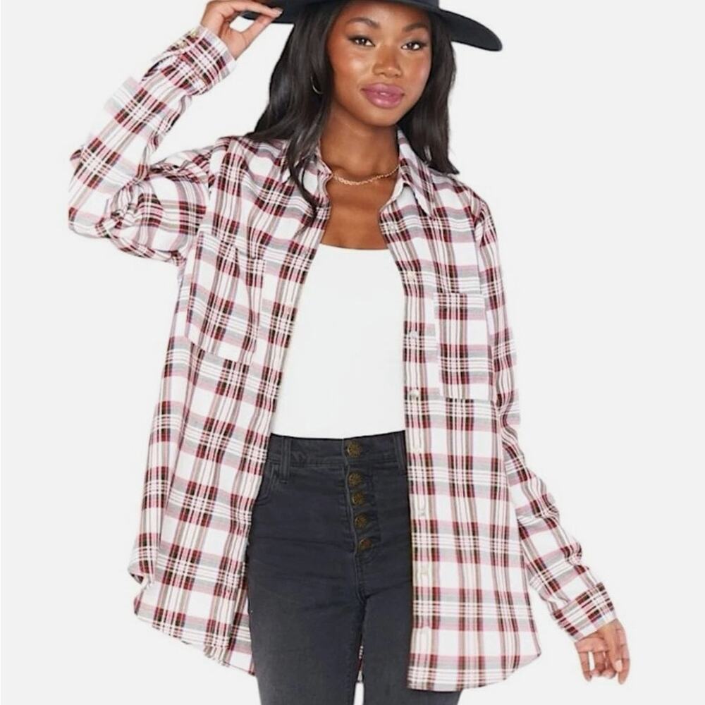 Show Me Your Mumu Perfect Plaid Layer Shirt Holiday Tartan Button-Down Tunic
